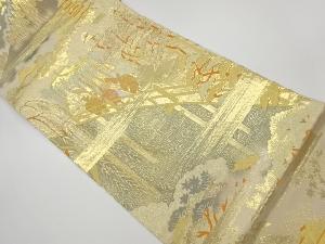 リサイクル　純金二重箔葵祭風景織出し袋帯